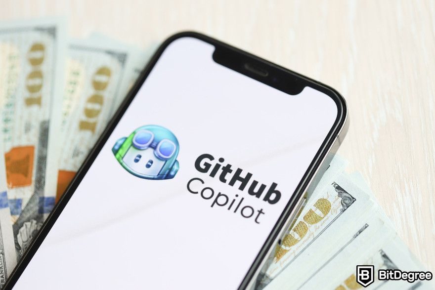 GitHub Copilot review: GitHub Copilot logo on phone screen.