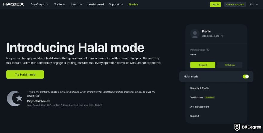 Halal crypto list: Haqqex homepage.