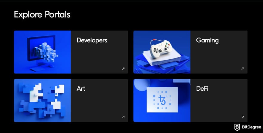 Halal crypto list: Tezos portals on the homepage.