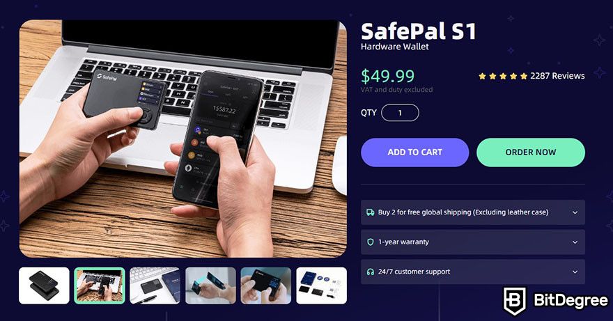 Hard token và soft token: trang sản phẩm của SafePal S1.