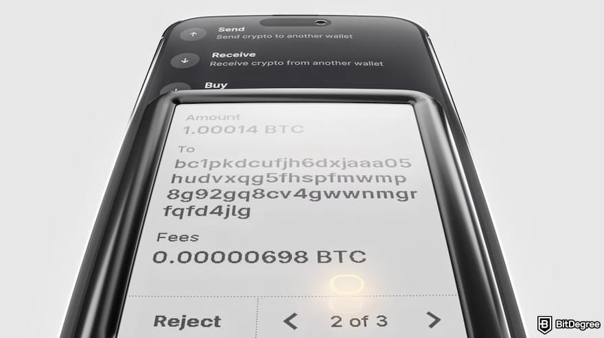 Hardware crypto wallet: the transaction check process on Ledger Nano Gen 5.