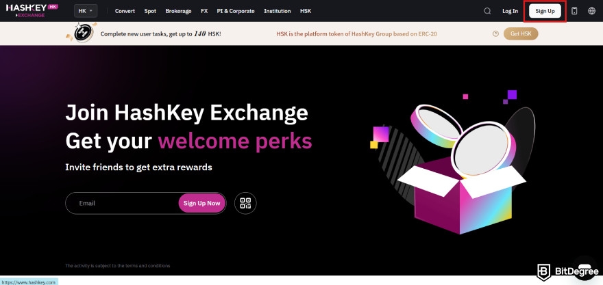 HashKey Exchange review: sign up.