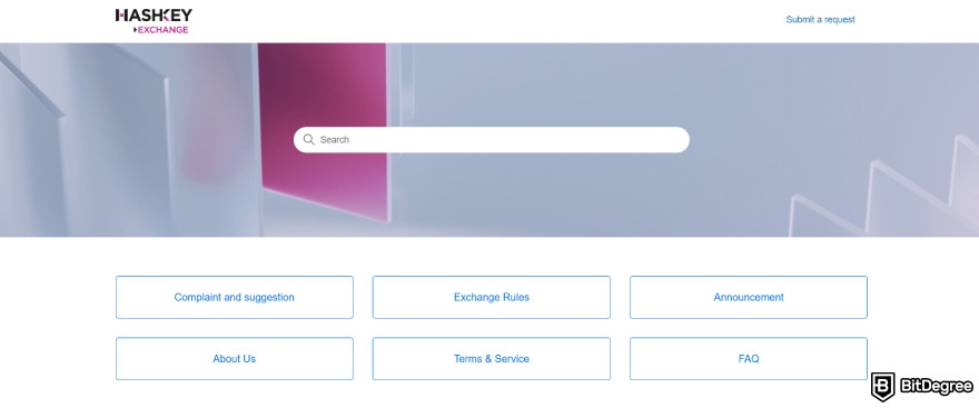 HashKey Exchange review: support page.