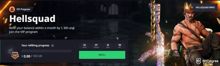 Hellcase promo code: the Hellsquad banner on Hellcase.