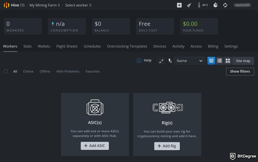 Hiveon Pool review: a preview of the mining worker configuration page.