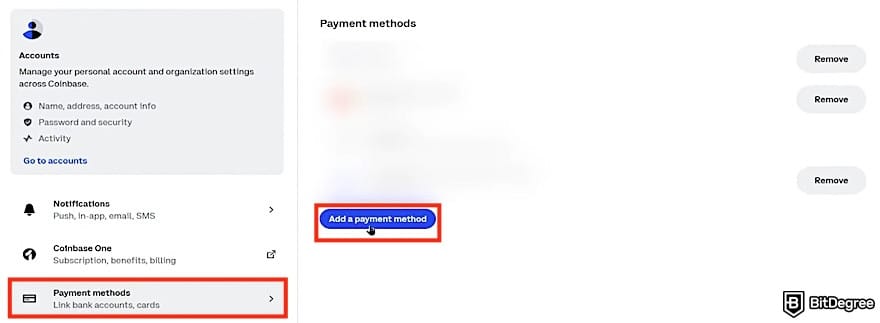 How to add money to PayPal: adding PayPal as one of the payment methods on Coinbase.