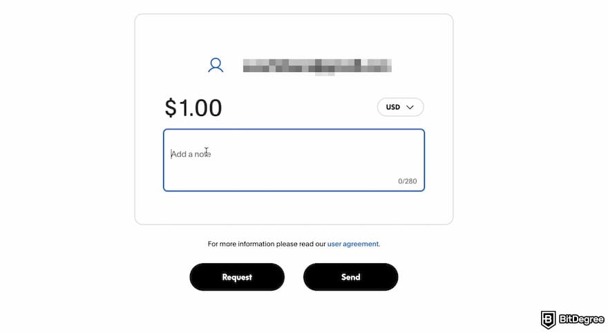 How to add money to PayPal: a field to enter the amount for PayPal request.