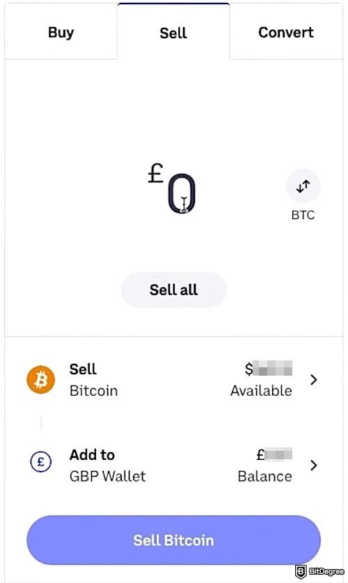 How to add money to PayPal: selling BTC on Coinbase.