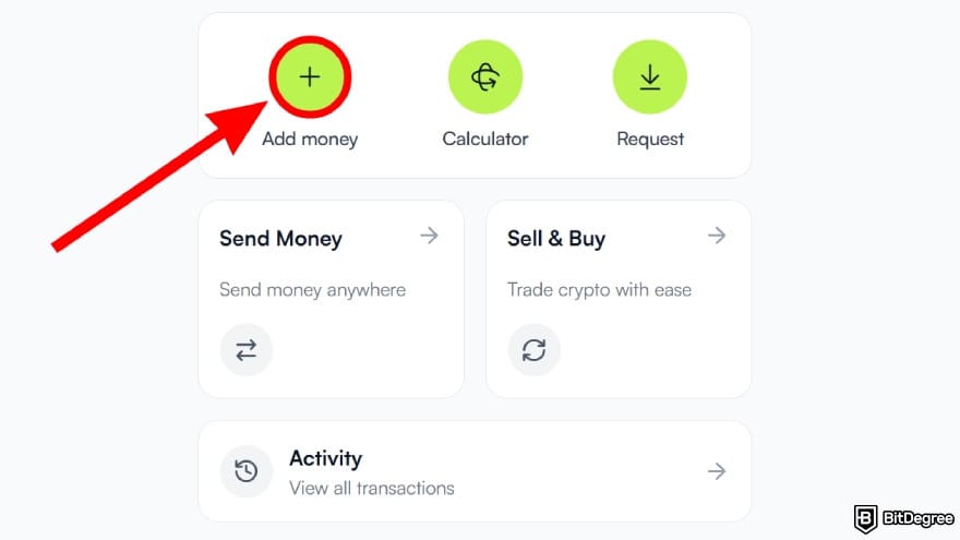 How to add money to Revolut: select the [+ Add Money] option.