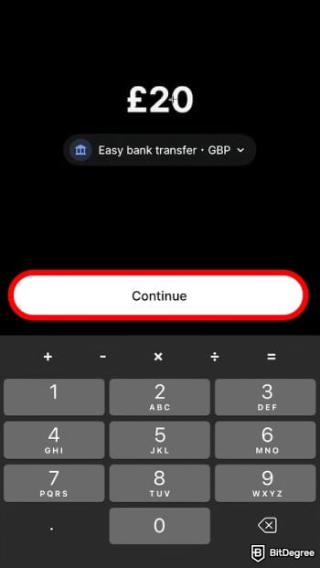 How to add money to Revolut: enter the amount you want to send.