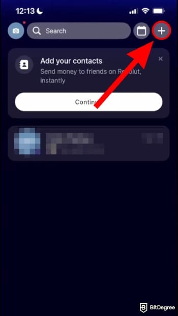 How to add money to Revolut: click on the [+] button.
