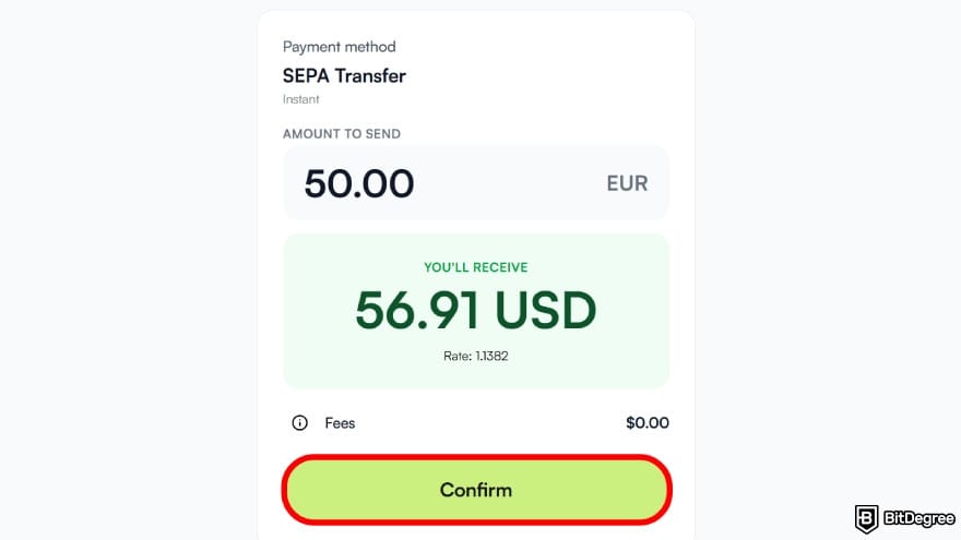How to add money to Revolut: enter the amount to transfer.
