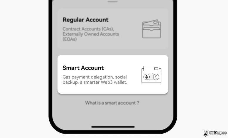 How to avoid ETH gas fees: the Smart Account menu on OKX Wallet.