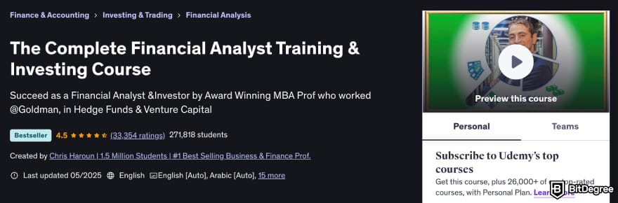 How to become a financial analyst: The Complete Financial Analyst Training & Investing Course.