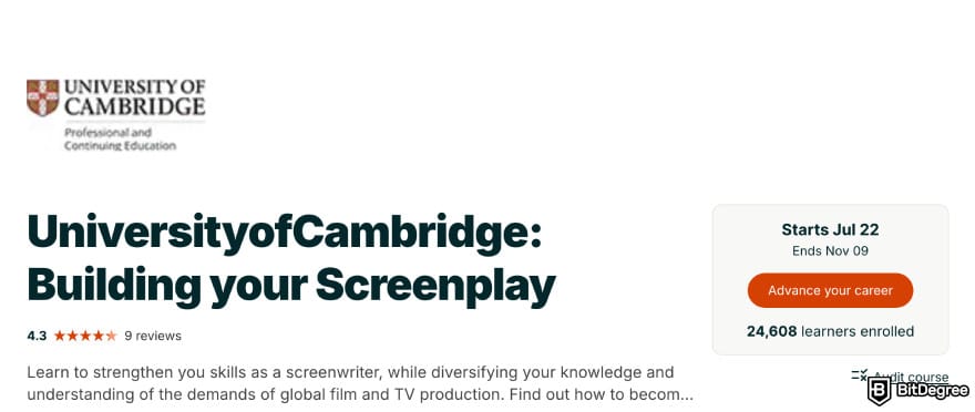 How to become a writer: Building your Screenplay course.