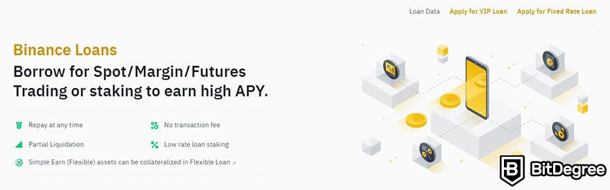 How to borrow against Bitcoin: Binance Loans landing page.