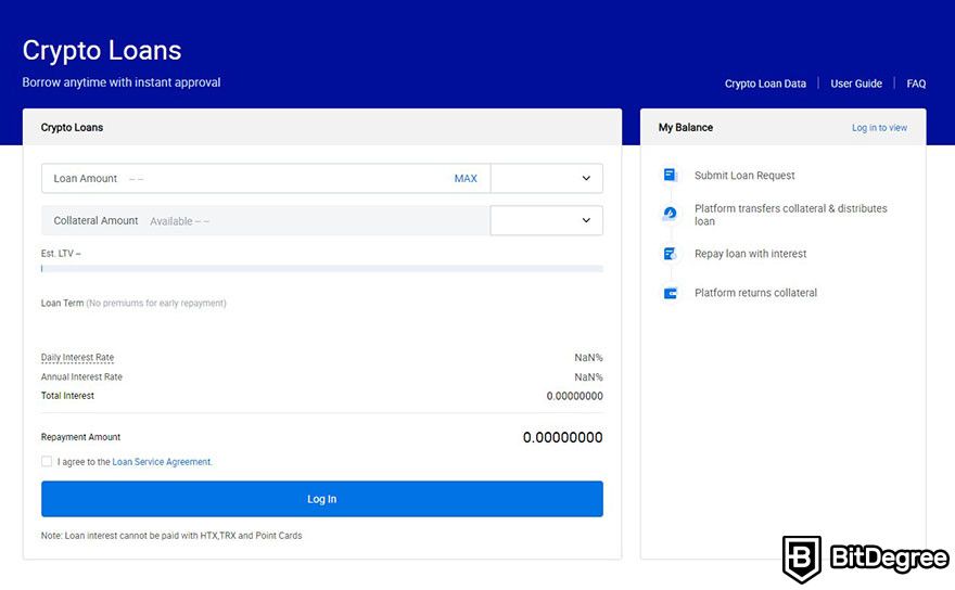 How to borrow against Bitcoin: HTX loan platform.