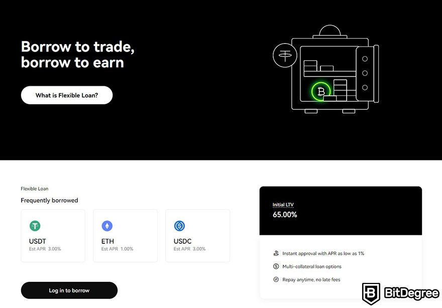 How to borrow against Bitcoin: OKX Loan landing page.