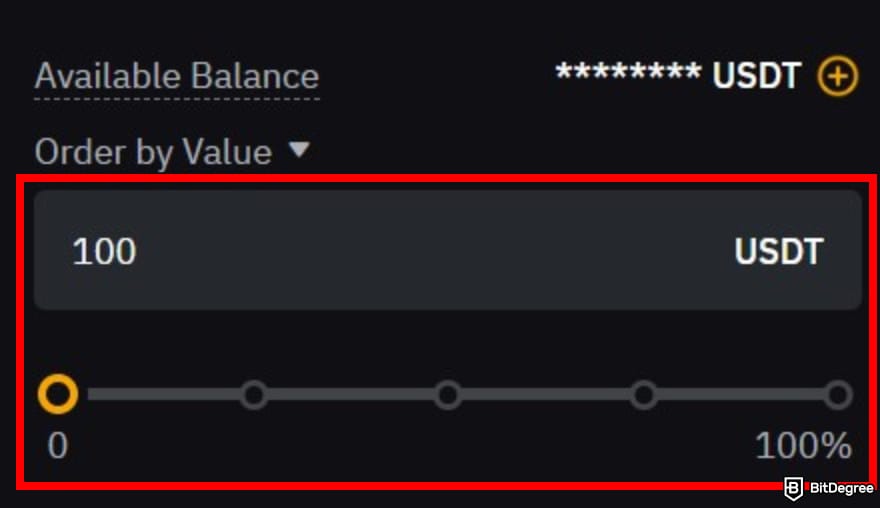 How to buy AIXBT: the buy order for AIXBT/USDT with the order value box highlighted.