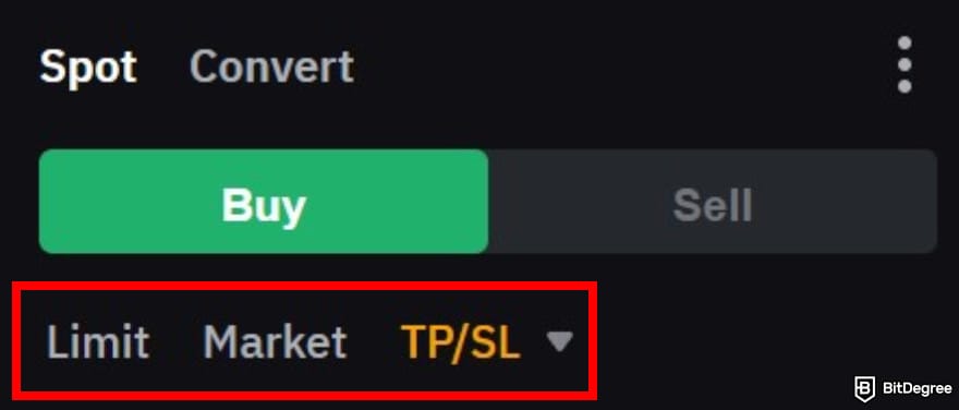 How to buy AIXBT: the available order types on Bybit's spot trading platform.