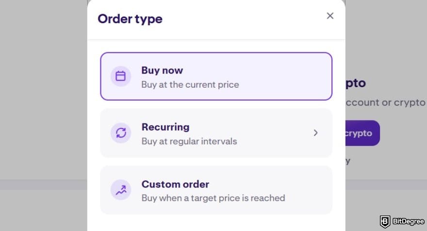 How to buy AIXBT: the available order type when buying crypto on Kraken.