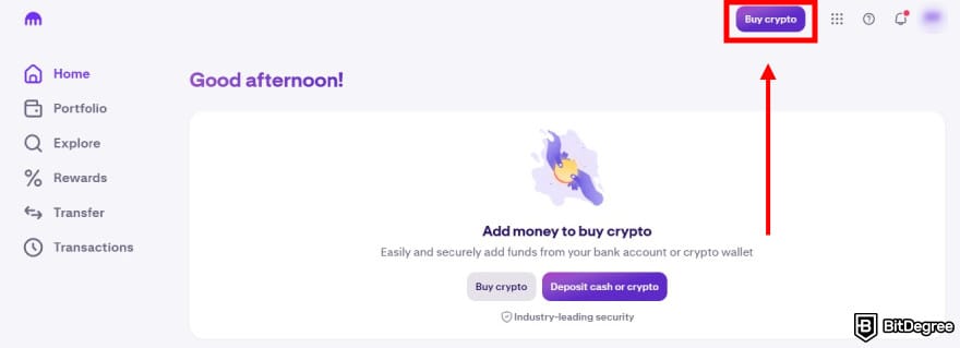 How to buy AIXBT: the user's dashboard on Kraken with the [Buy crypto] button highlighted.