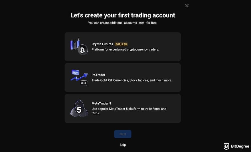 How to buy Bitcoin in India: PrimeXBT's account types.
