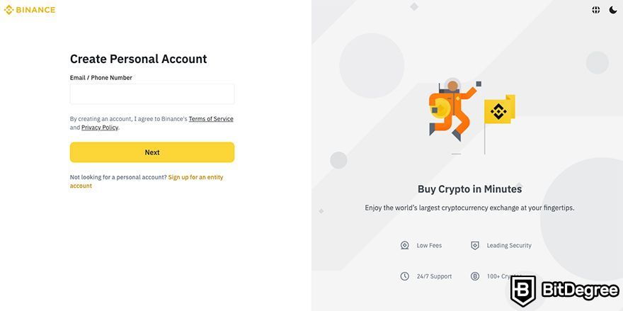 How to buy Bitcoin in Malaysia: creating an account on Binance.