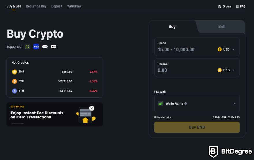 How to buy BNB: buying crypto on Binance.