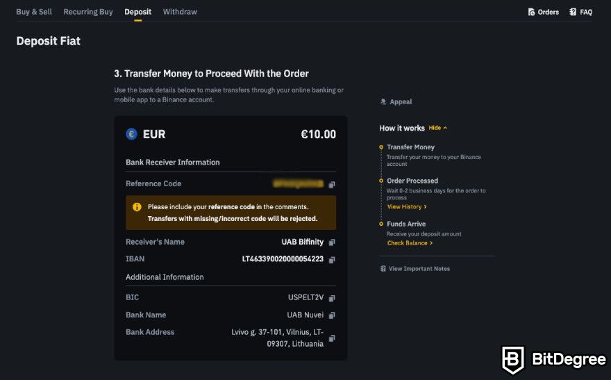 How to buy BNB: fiat deposit info.