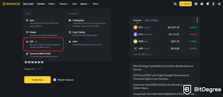 How to buy BNB: P2P.