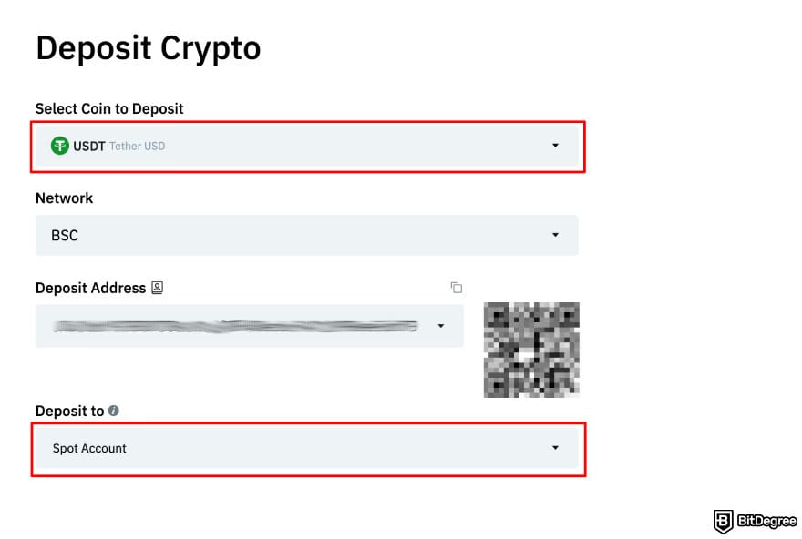How to buy CARDS token: BitMart deposit crypto page highlighting the coin and deposit account options.