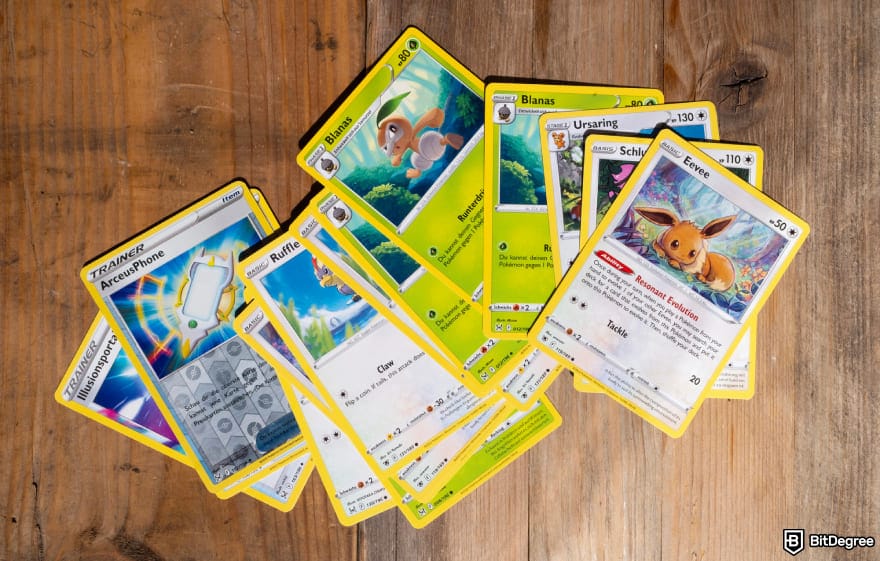 How to buy CARDS token: pokemon cards stack to illustrate the CARDS token.