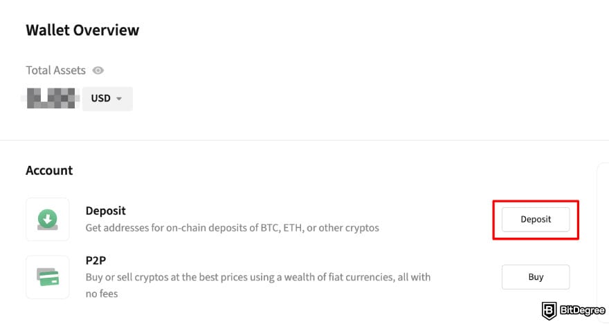 How to buy CARDS token: Poloniex wallet page highlighting the [Deposit] button.