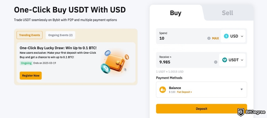 How to buy Cookie DAO: quick purchase feature on Bybit.