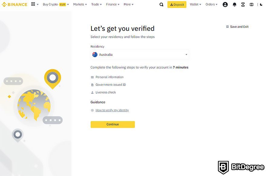 How to buy crypto in Australia: verify identity on Binance.