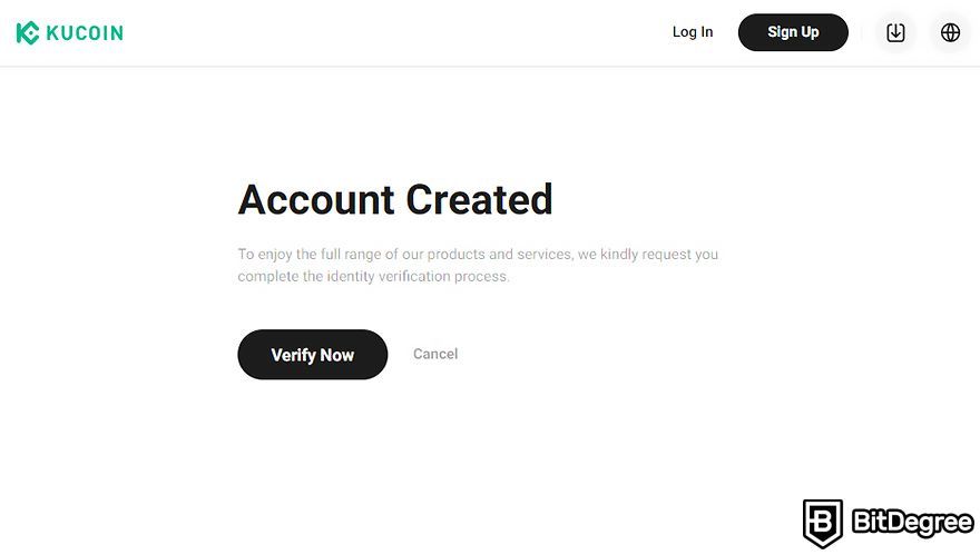 How to buy crypto in Australia: account created on KuCoin.