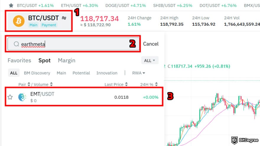 How to buy EarthMeta: find the the crypto pair.