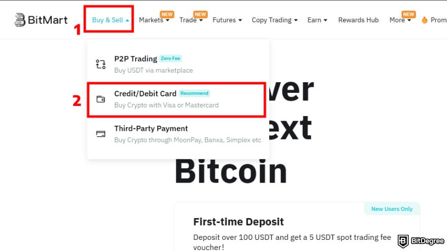 How to buy EarthMeta: select credit or debit card payment.