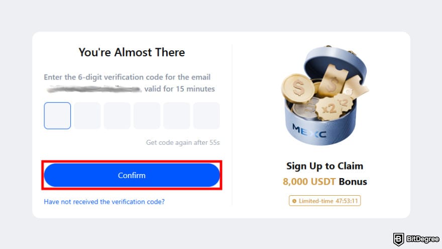 How to buy EarthMeta: enter the verification code.