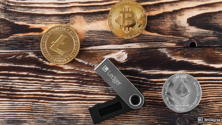 How to buy EarthMeta: Ledger wallet on a table.