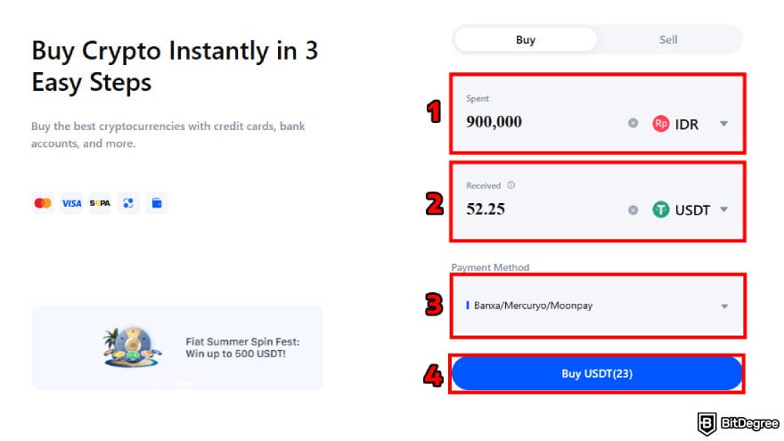 How to buy EarthMeta: buy USDT using fiat.