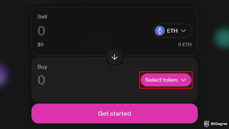 How to buy EarthMeta: select token to buy.