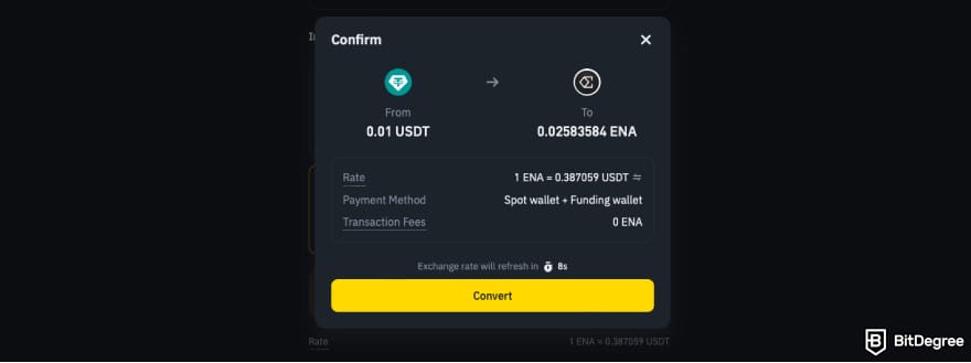 How to Buy ENA: click Confirm on Binance.