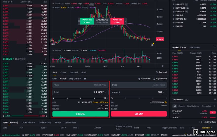 How to Buy ENA: buy ENA on Binance.