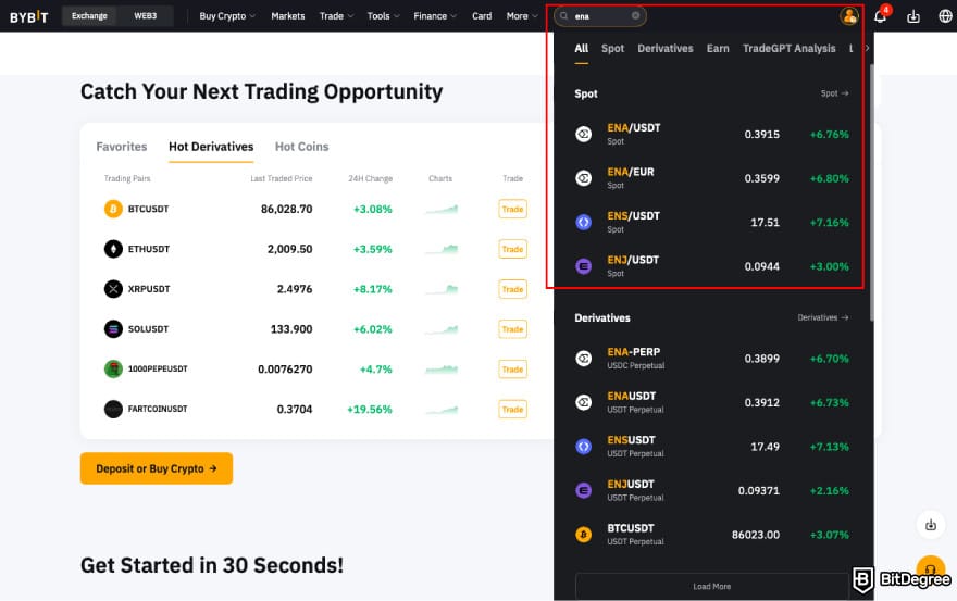 How to Buy ENA: find ENA trading pairs on Bybit.