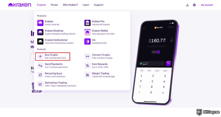 How to Buy ENA: click Buy Crypto on Kraken.