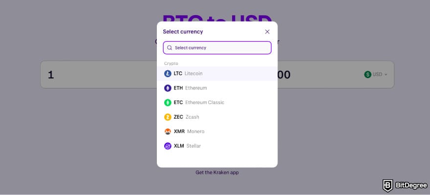How to Buy ENA: find ENA on the list of Kraken's conversion window.