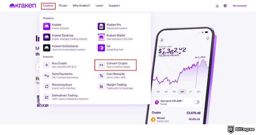 How to Buy ENA: click Convert Crypto on Kraken.