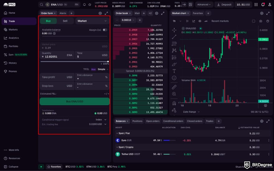 How to Buy ENA: click Buy ENA/USD on Kraken.